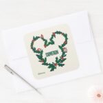 Mickey Mouse Holiday Wreath Add Your Name Square Sticker