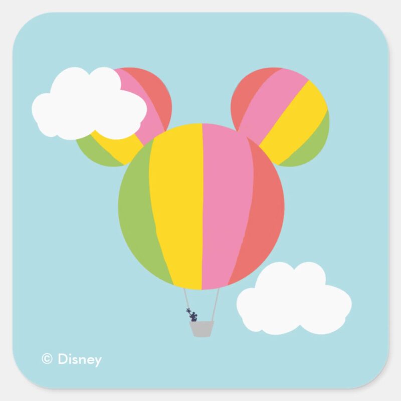 Mickey Mouse Hot Air Balloon Icon Square Sticker Mickey Mouse Hot Air Balloon Icon Square Sticker