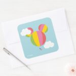 Mickey Mouse Hot Air Balloon Icon Square Sticker