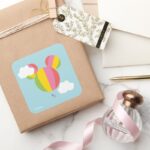 Mickey Mouse Hot Air Balloon Icon Square Sticker
