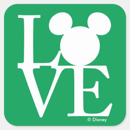 Mickey Mouse LOVE St. Patricks Day Square Sticker
