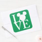 Mickey Mouse LOVE St. Patricks Day Square Sticker