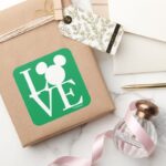 Mickey Mouse LOVE St. Patricks Day Square Sticker