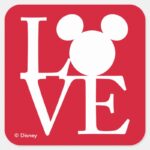 Mickey Mouse LOVE Valentines Day 3 Square Sticker