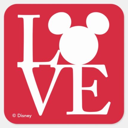 Mickey Mouse LOVE Valentines Day 3 Square Sticker