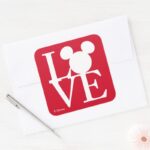 Mickey Mouse LOVE Valentines Day 3 Square Sticker