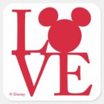Mickey Mouse LOVE Valentines Day Square Sticker