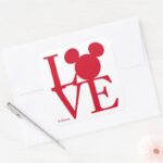 Mickey Mouse LOVE Valentines Day Square Sticker