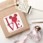 Mickey Mouse LOVE Valentines Day Square Sticker