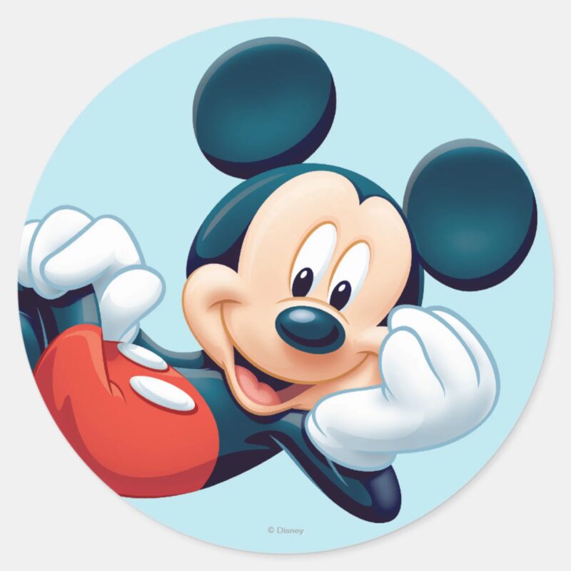 Mickey Mouse Laying Down Classic Round Sticker