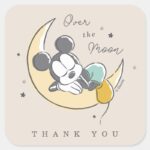 Mickey Mouse Over The Moon Thank You Square Sticker