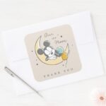 Mickey Mouse Over The Moon Thank You Square Sticker