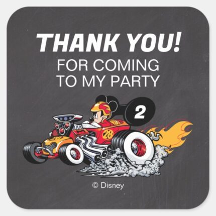 Mickey Mouse Roadster Racers Birthday Square Sticker