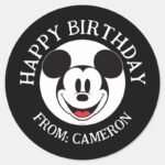 Mickey Mouse Smiling Happy Birthday Classic Round Sticker