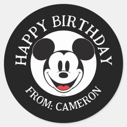 Mickey Mouse Smiling Happy Birthday Classic Round Sticker