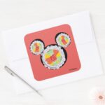 Mickey Mouse Sushi Icon Square Sticker