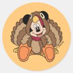 Mickey Mouse Thanksgiving Turkey Classic Round Sticker