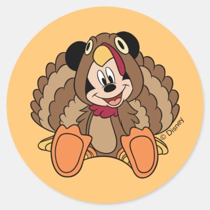 Mickey Mouse Thanksgiving Turkey Classic Round Sticker