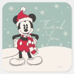 Mickey Mouse Winter Onederland Birthday Thank You Square Sticker