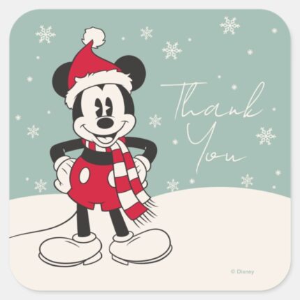 Mickey Mouse Winter Onederland Birthday Thank You Square Sticker