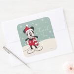 Mickey Mouse Winter Onederland Birthday Thank You Square Sticker