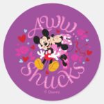 Mickey Mouse Minnie Mouse Aww Schucks Classic Round Sticker