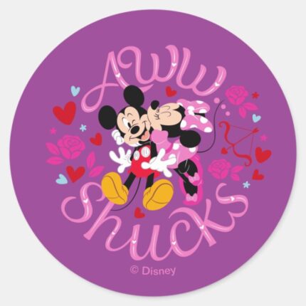 Mickey Mouse Minnie Mouse Aww Schucks Classic Round Sticker