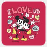 Mickey Mouse Minnie Mouse I Love Us Square Sticker