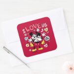 Mickey Mouse Minnie Mouse I Love Us Square Sticker