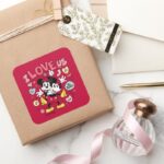 Mickey Mouse Minnie Mouse I Love Us Square Sticker