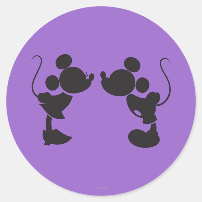 Mickey Mouse Minnie Silhouette Classic Round Sticker Mickey Mouse Minnie Silhouette Classic Round Sticker