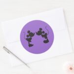 Mickey Mouse Minnie Silhouette Classic Round Sticker