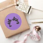 Mickey Mouse Minnie Silhouette Classic Round Sticker