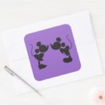 Mickey Mouse Minnie Silhouette Square Sticker
