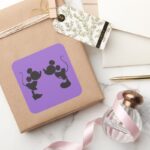 Mickey Mouse Minnie Silhouette Square Sticker