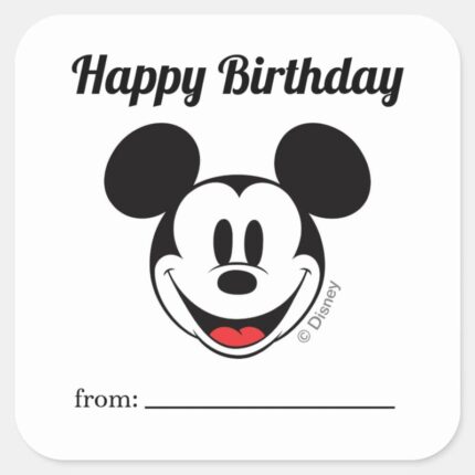 Mickey Mouse A Gift From Birthday Square Sticker