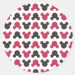 Mickey Mouse Black And Red Pattern Classic Round Sticker