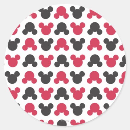 Mickey Mouse Black And Red Pattern Classic Round Sticker
