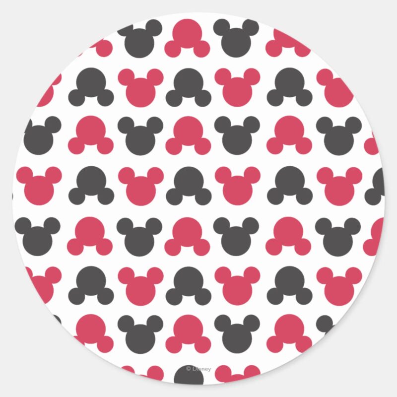 Mickey Mouse Black And Red Pattern Classic Round Sticker