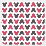 Mickey Mouse Black And Red Pattern Square Sticker