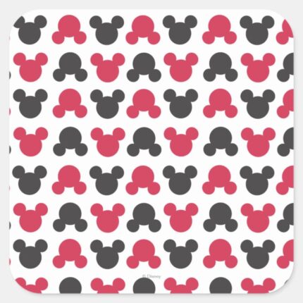 Mickey Mouse Black And Red Pattern Square Sticker