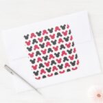 Mickey Mouse Black And Red Pattern Square Sticker