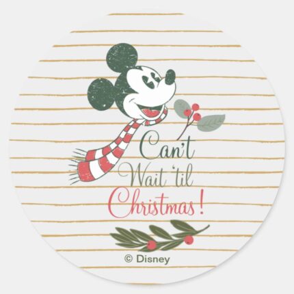 Mickey Mouse Cant Wait Til Christmas Classic Round Sticker
