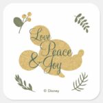 Mickey Mouse Christmas Love Peace Joy Square Sticker