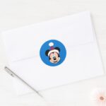 Mickey Mouse Cute Christmas Hat Classic Round Sticker