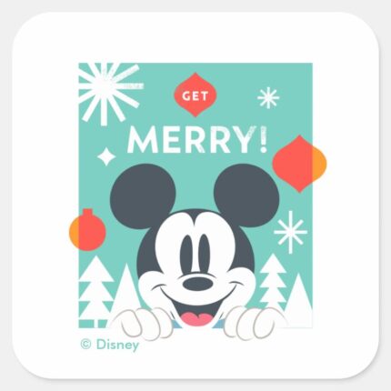 Mickey Mouse Get Merry Square Sticker