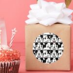 Mickey Mouse Grid Pattern Classic Round Sticker