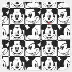 Mickey Mouse Grid Pattern Square Sticker