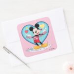 Mickey Mouse Happy Valentines Day Cutout Square Sticker