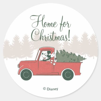 Mickey Mouse Home For Christmas Classic Round Sticker